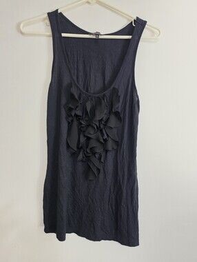 Express Black Ruffle Front Sleeveless Tank Top Blouse Women’s Size Small